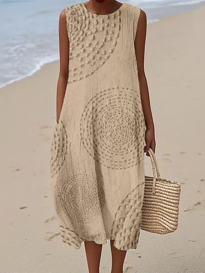 Maelle | Robe Longue Sans Manches à Motif Texturé