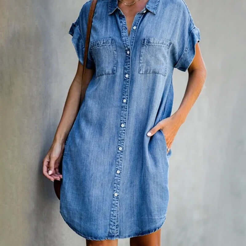 RILU | Robe chemise boutonnée élégante et décontractée