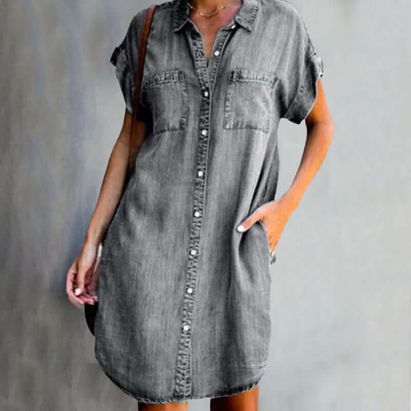 RILU | Robe chemise boutonnée élégante et décontractée