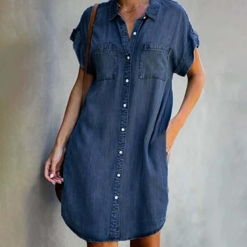 RILU | Robe chemise boutonnée élégante et décontractée