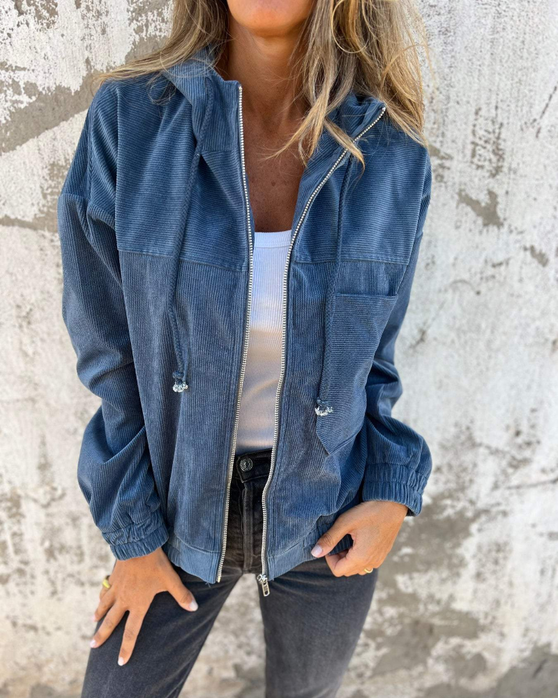 LOUISE | Veste Velours à Capuche Décontractée