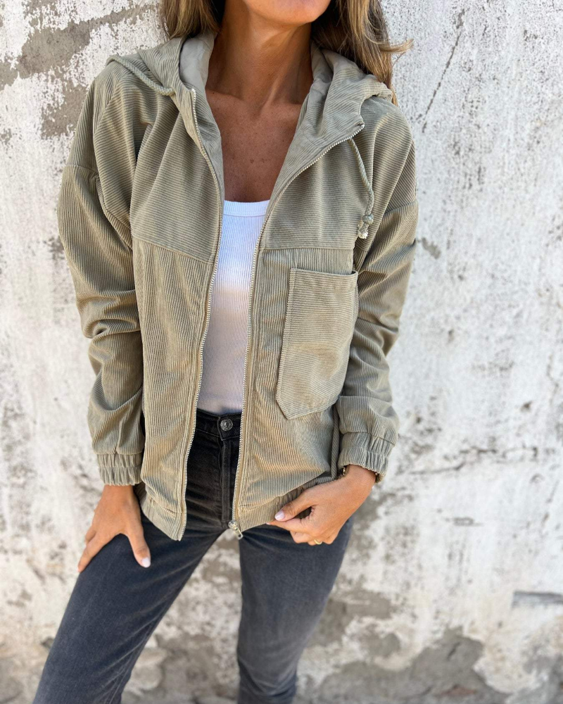 LOUISE | Veste Velours à Capuche Décontractée
