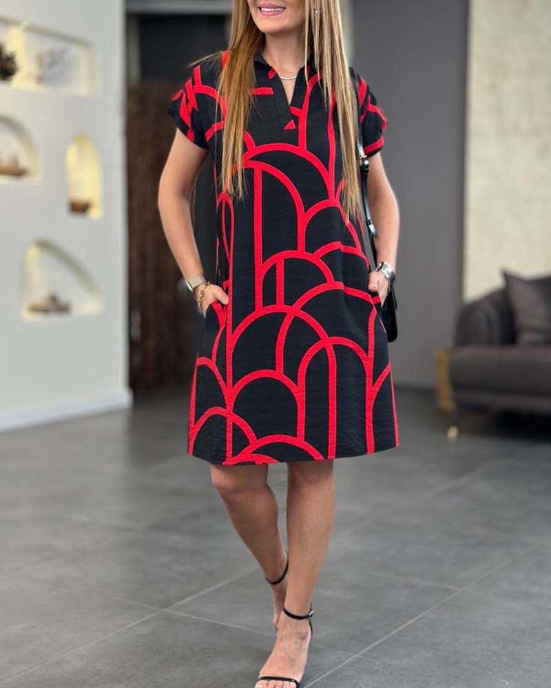 HELENA | Robe Midi Élégante à Manches Courtes et Ligne A