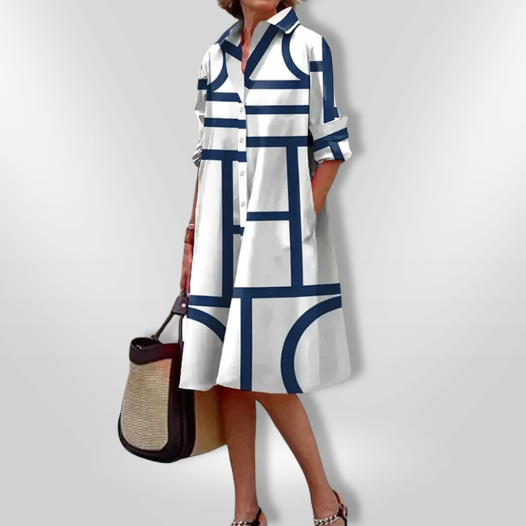 Helen™ | Robe Midi à Motif Géométrique