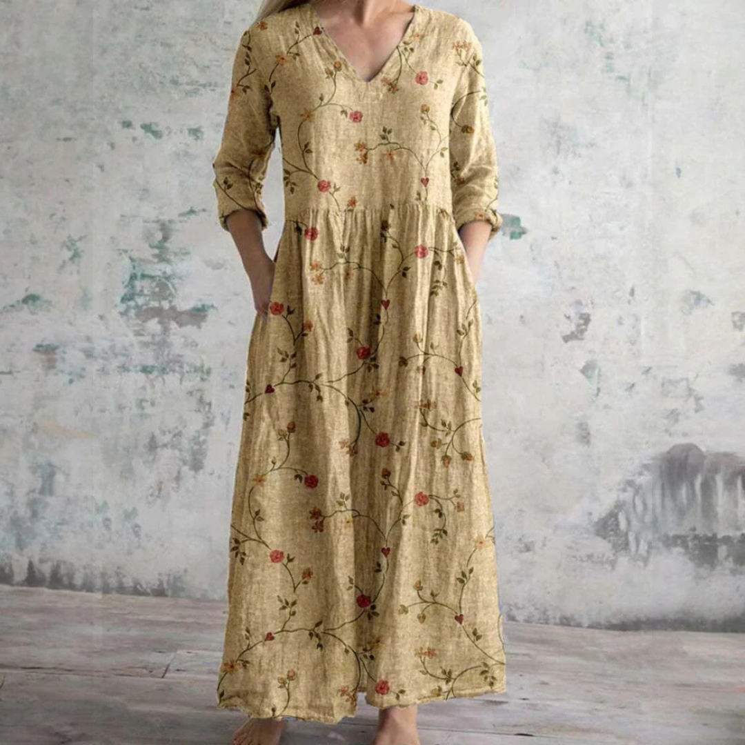Ais™ | Robe d'été en lin et coton à motif floral
