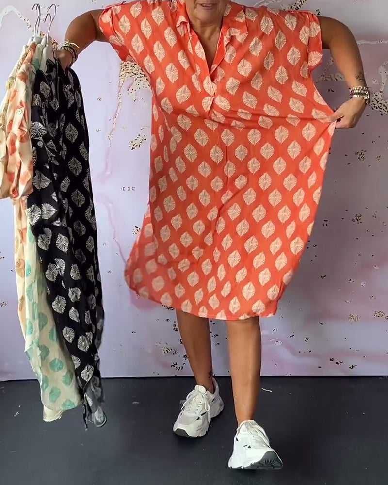 CIANO | Robe d'Été Ample avec Col Revers et Manches Courtes