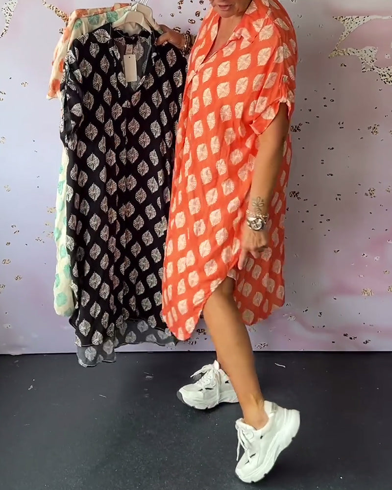 CIANO | Robe d'Été Ample avec Col Revers et Manches Courtes