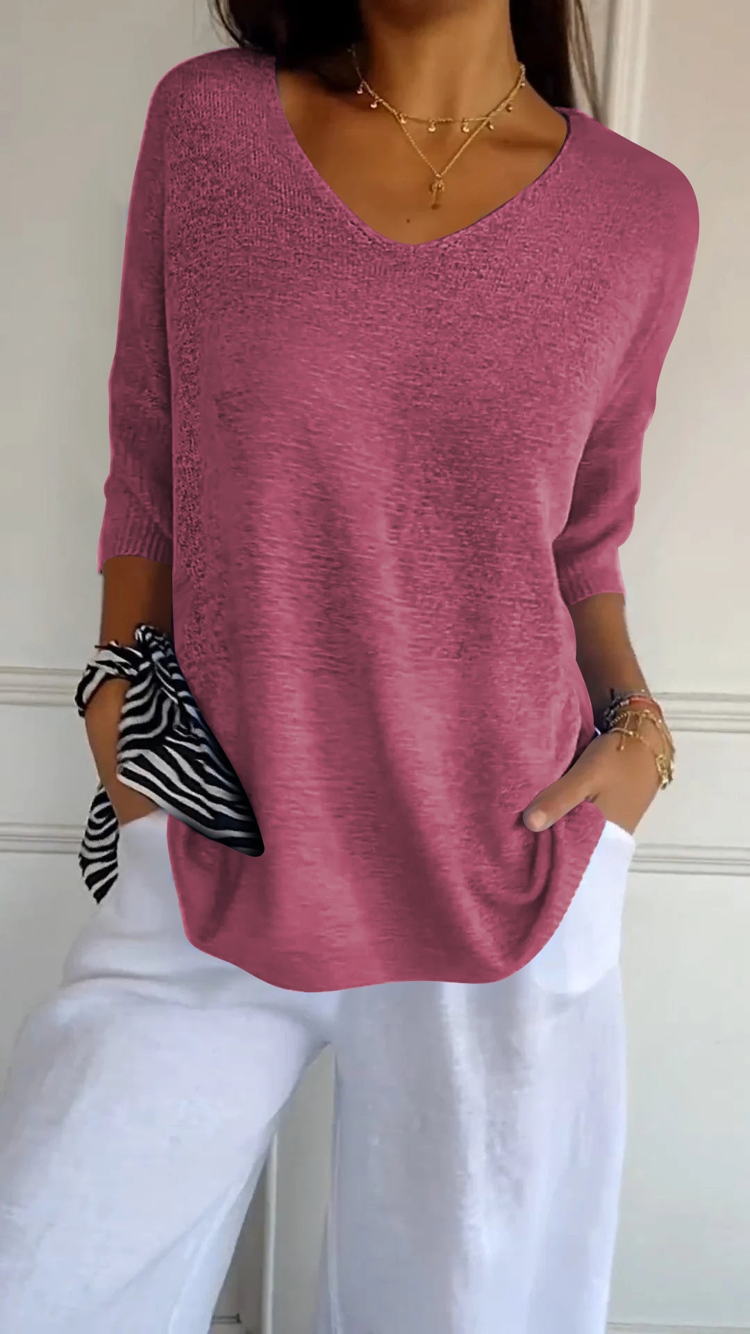 LUCIE | Top en maille à col en V