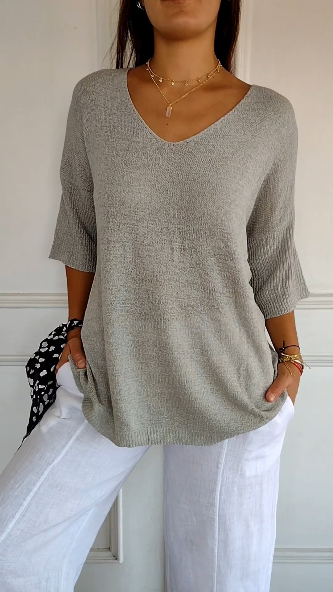 LUCIE | Top en maille à col en V