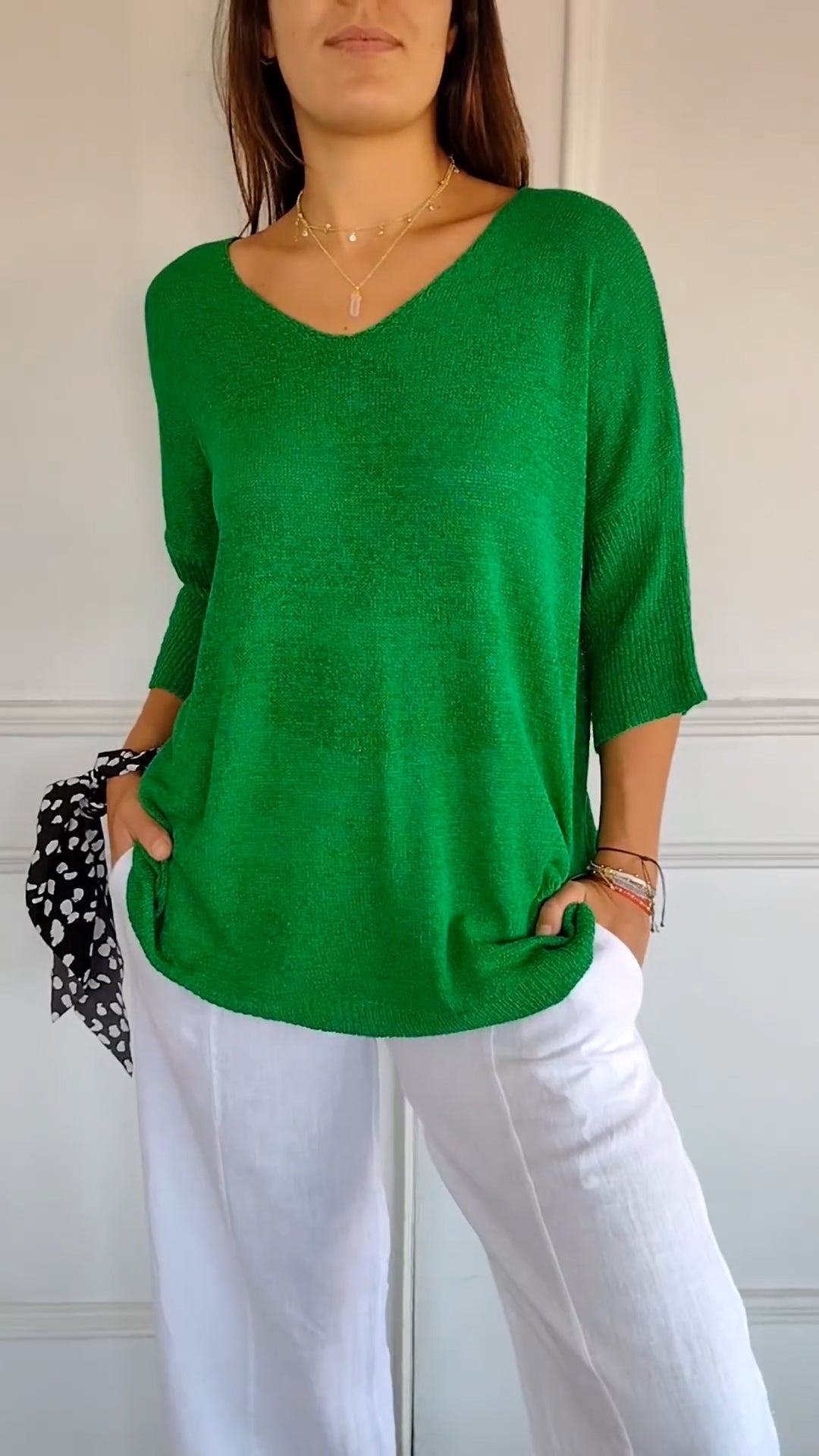 LUCIE | Top en maille à col en V