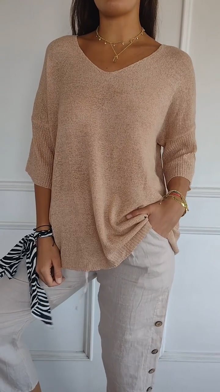 LUCIE | Top en maille à col en V