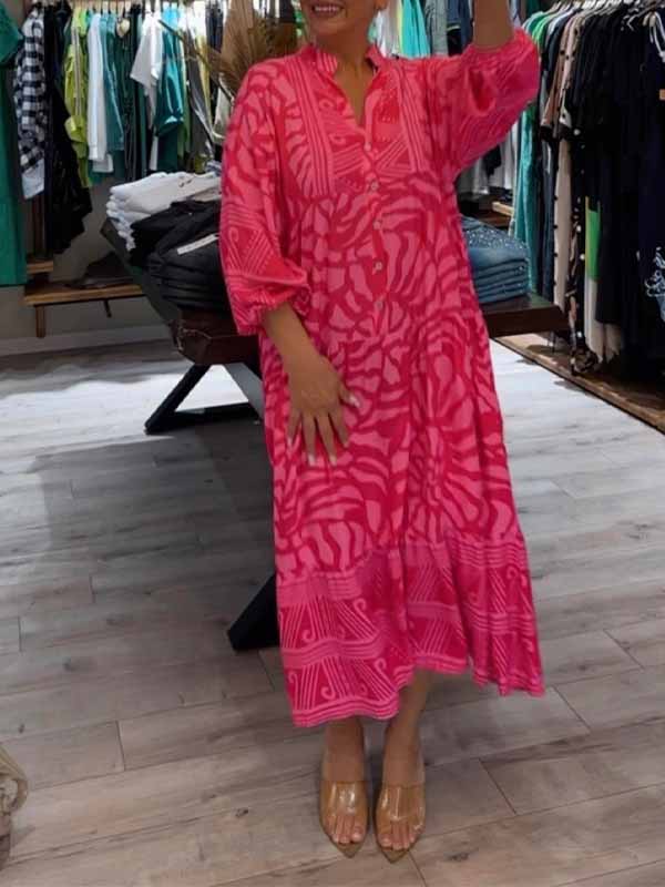 ILONA | Robe à col en V avec imprimé