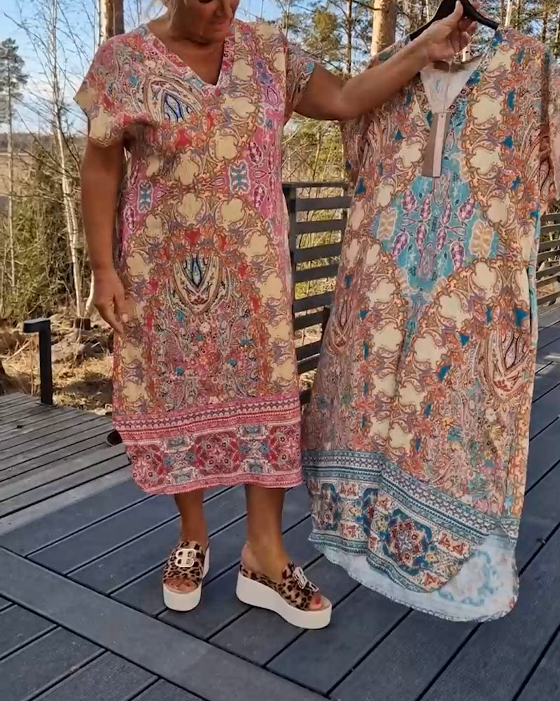 COLETTE | Robe droite à motif col en V