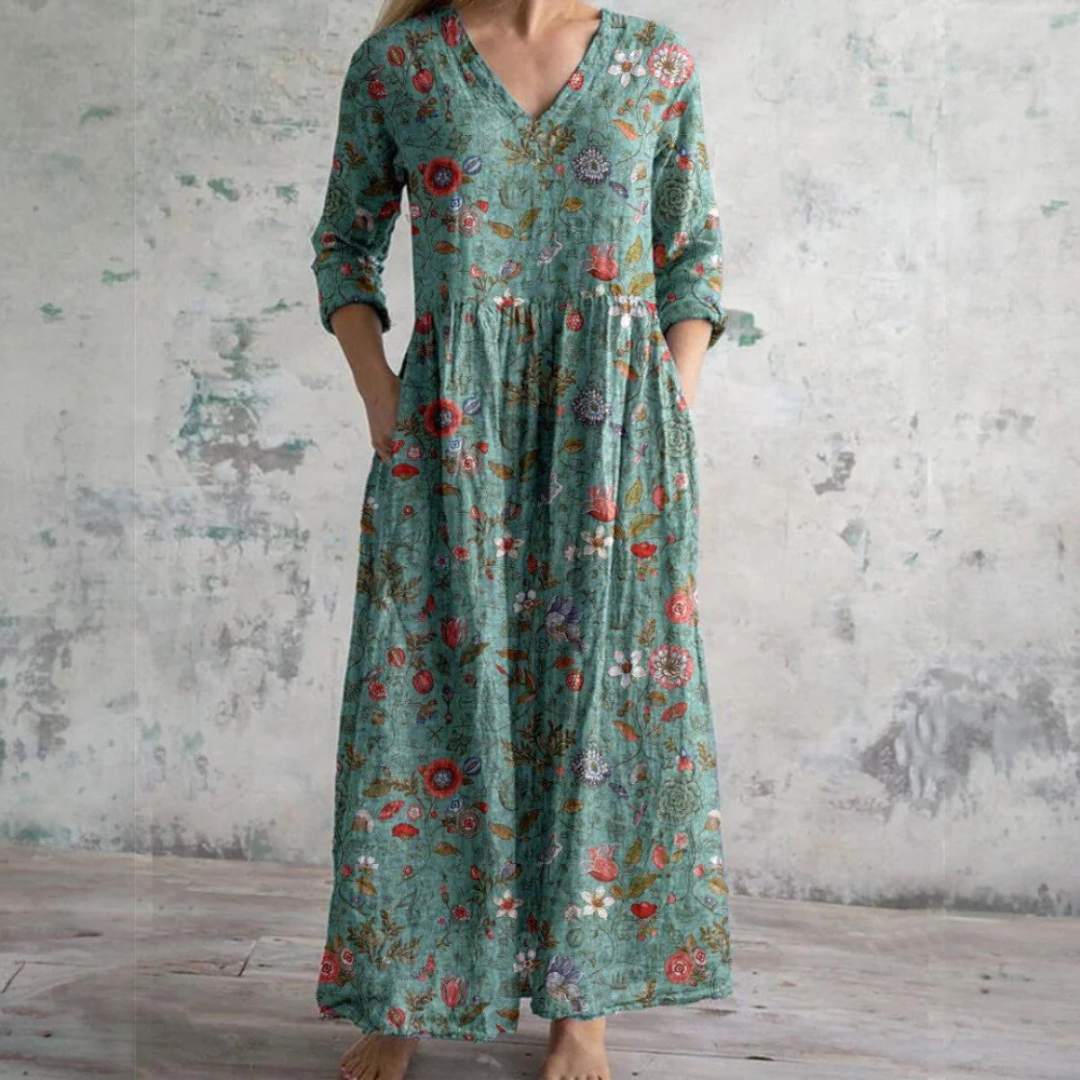 Ais™ | Robe d'été en lin et coton à motif floral