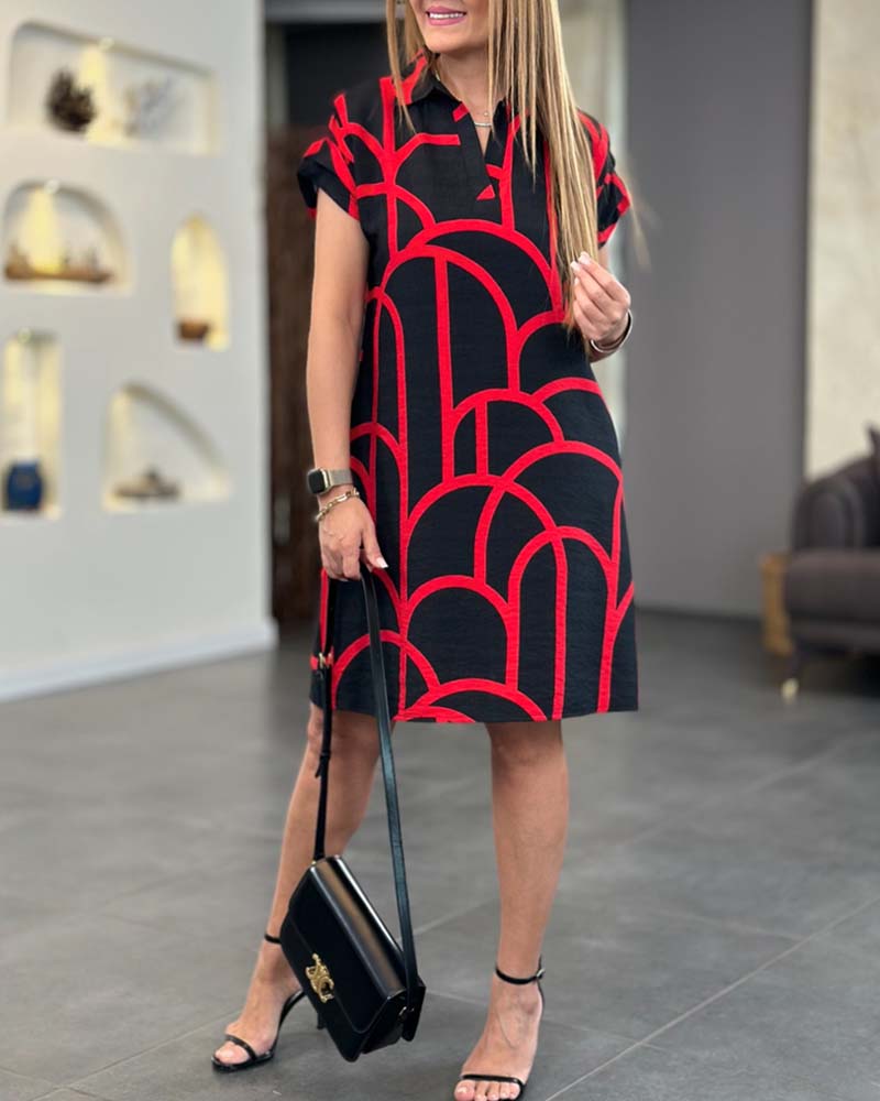 HELENA | Robe Midi Élégante à Manches Courtes et Ligne A