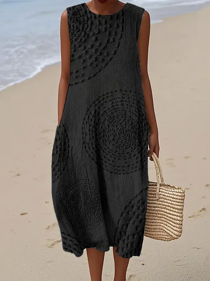 Maelle | Robe Longue Sans Manches à Motif Texturé