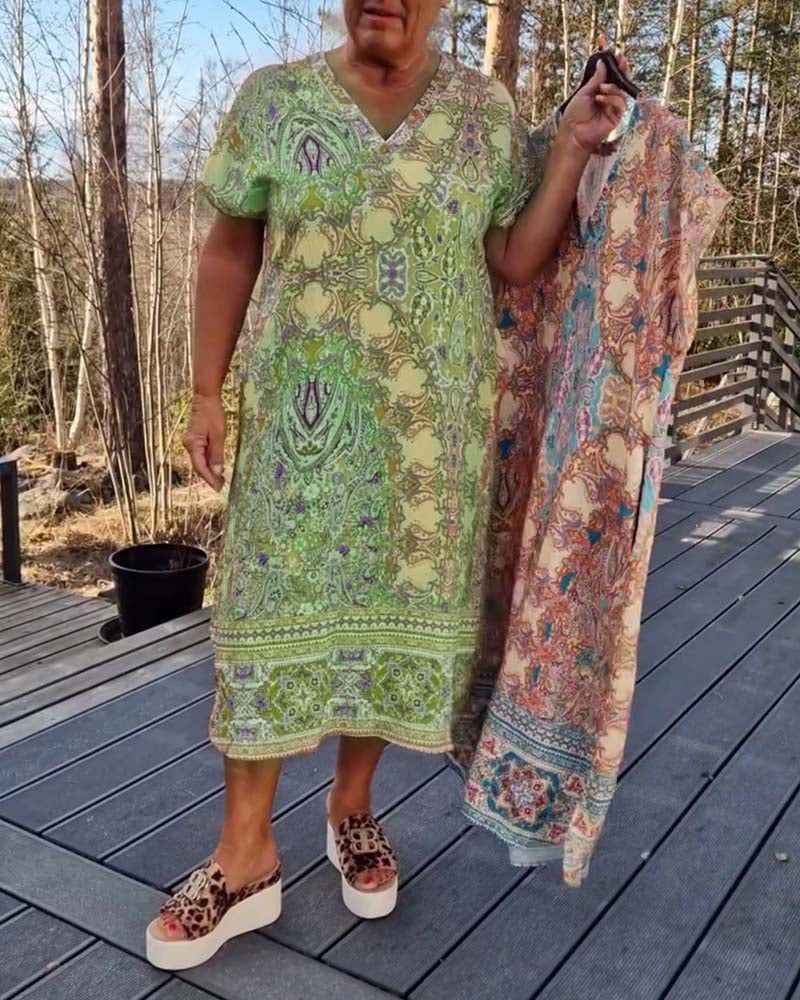 COLETTE | Robe droite à motif col en V