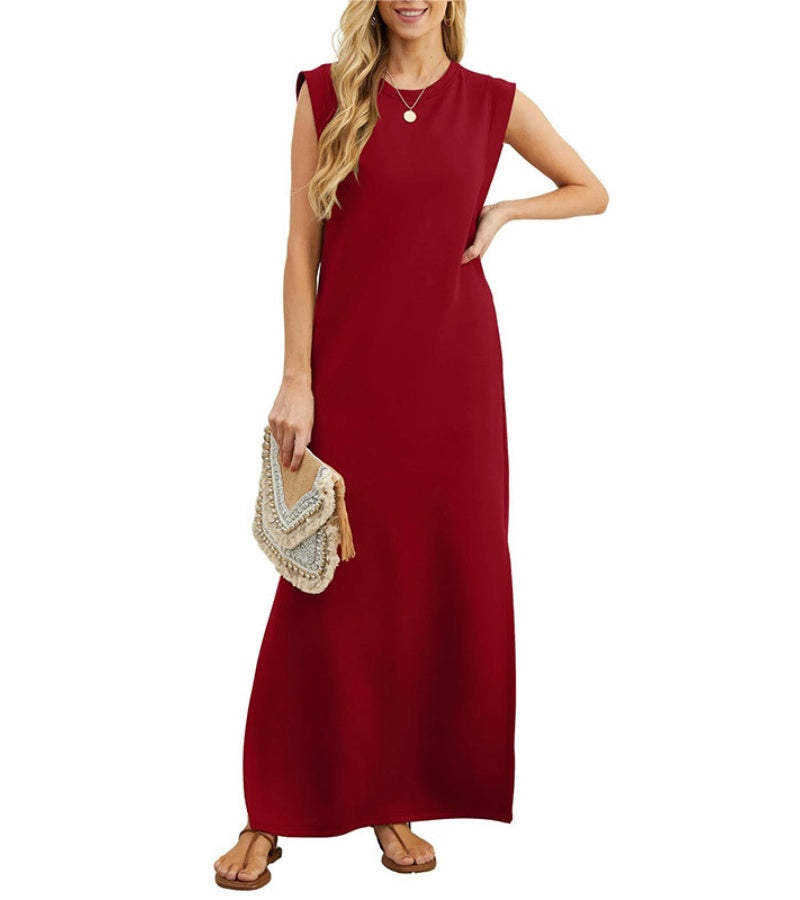 CLAUDINE| Robe longue décontractée avec fente et sans repassage