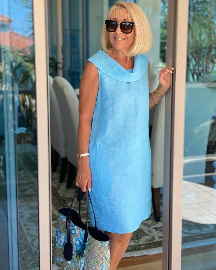 ALINE | Robe fourreau sans manches à col rond