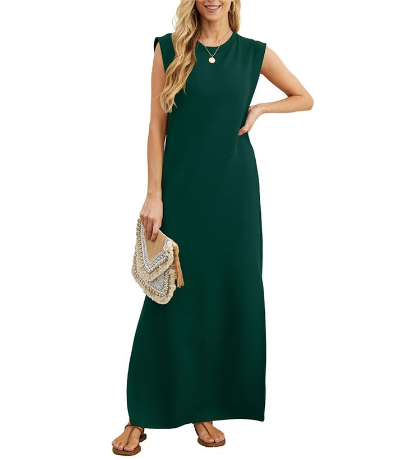 CLAUDINE| Robe longue décontractée avec fente et sans repassage