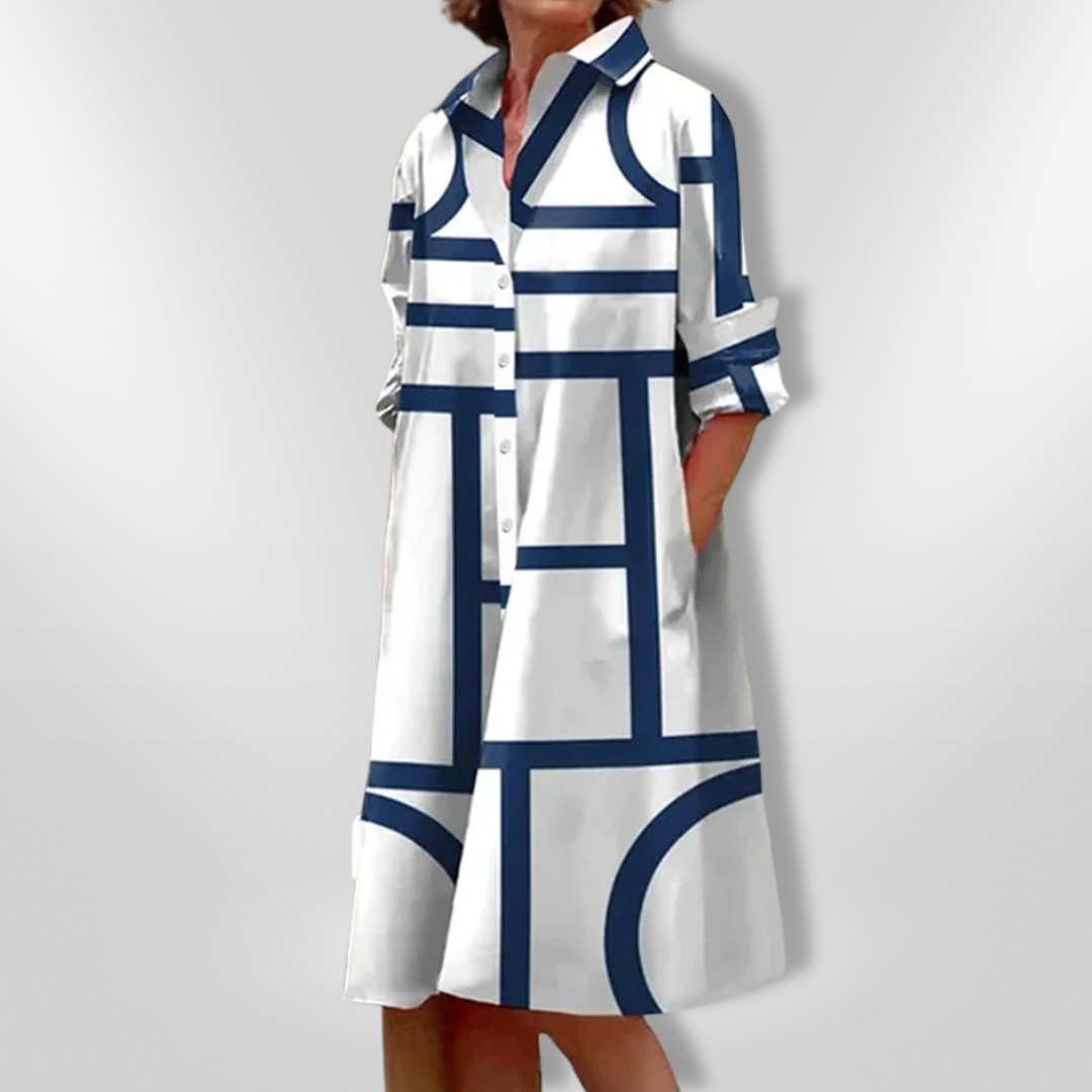 Helen™ | Robe Midi à Motif Géométrique