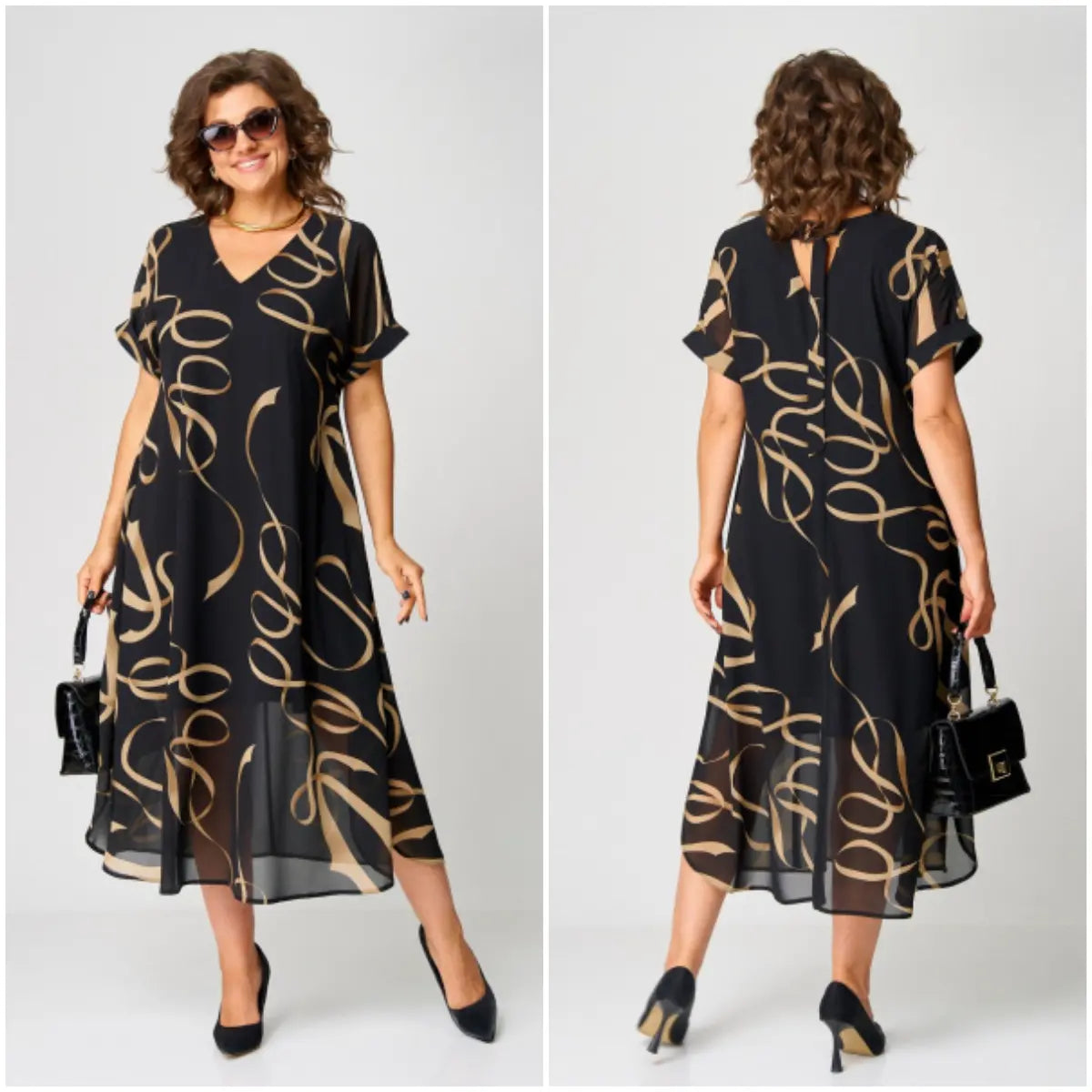SYLVIA | Robe élégante en mousseline de soie avec imprimé