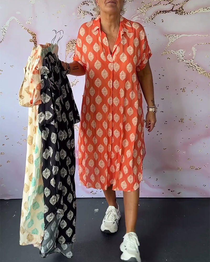 CIANO | Robe d'Été Ample avec Col Revers et Manches Courtes