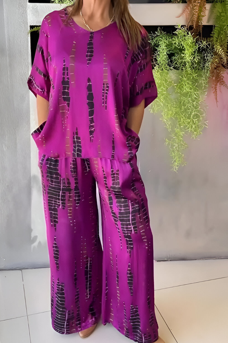 SYLVIE™ | Costume décontracté deux pièces à col rond