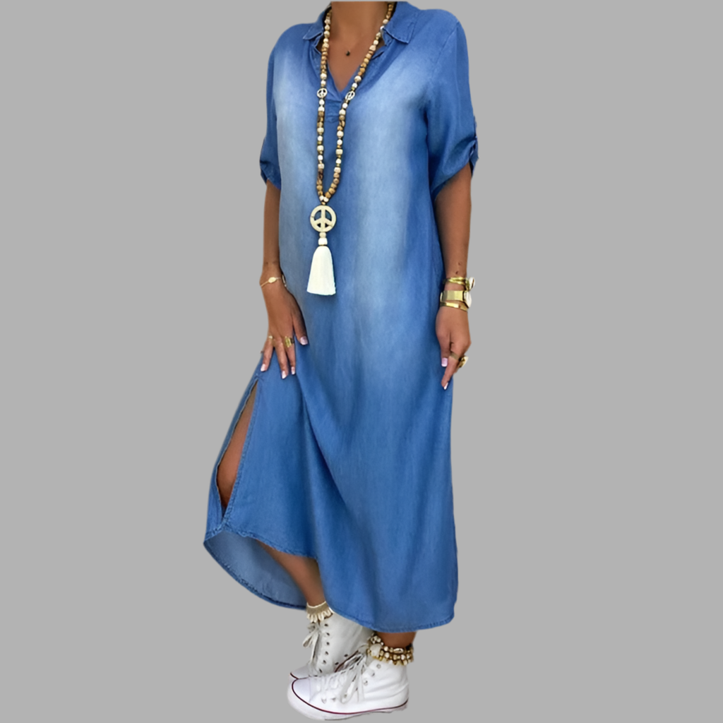 GINA™ | Robe en denim avec fente sur le côté
