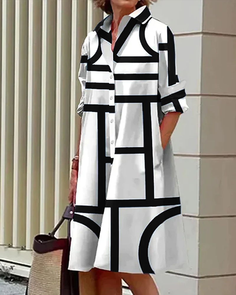 CLAIRE | Robe avec poches et motif géométrique