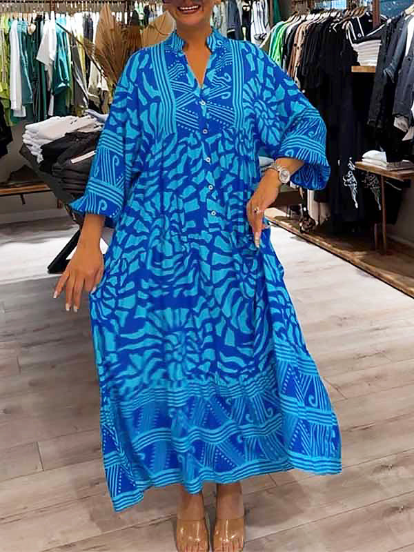 ILONA | Robe à col en V avec imprimé