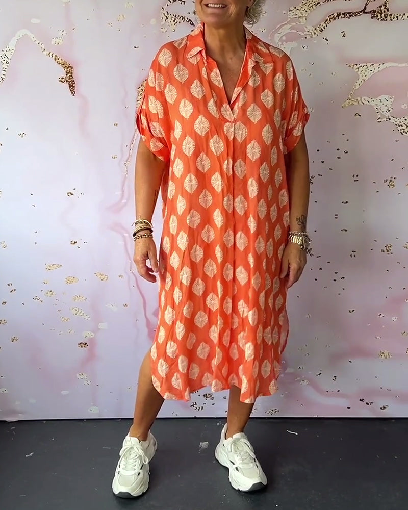 CIANO | Robe d'Été Ample avec Col Revers et Manches Courtes