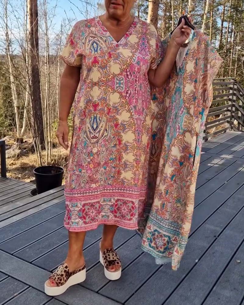 COLETTE | Robe droite à motif col en V