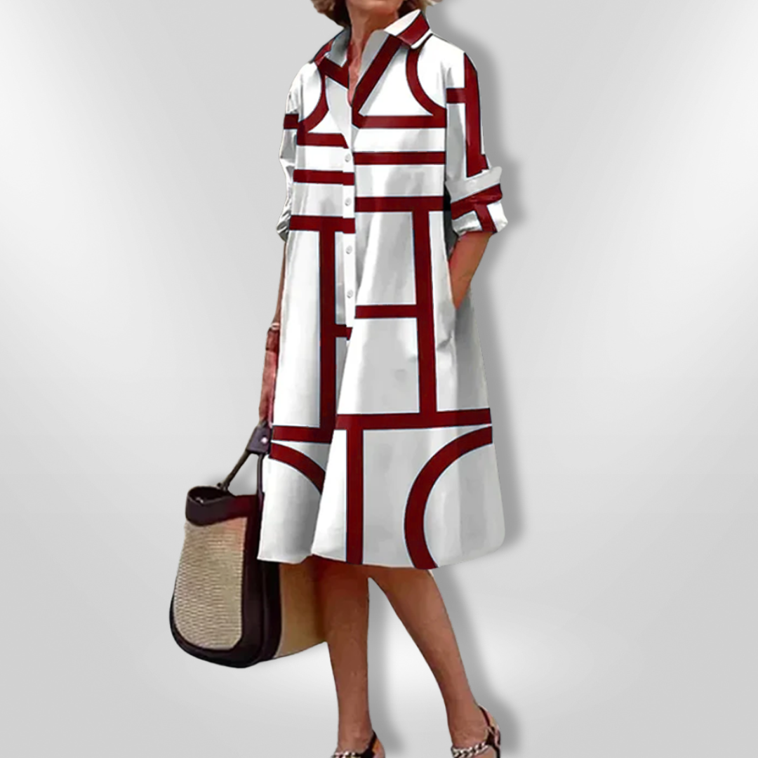 Helen™ | Robe Midi à Motif Géométrique