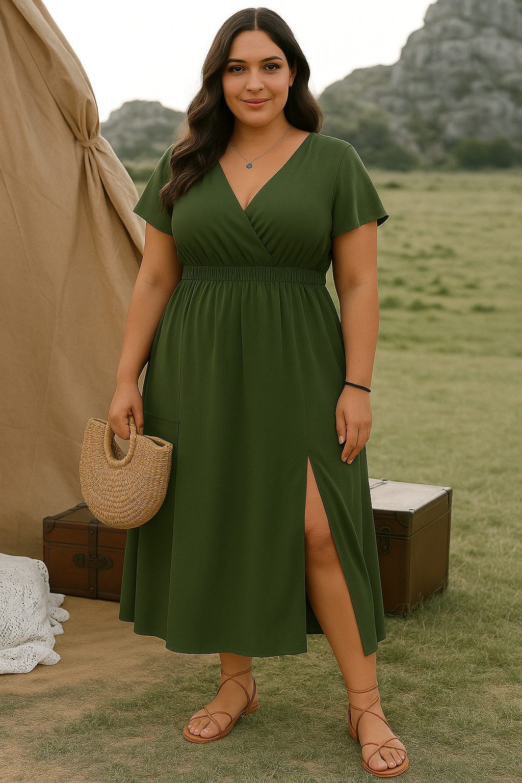 ADÈLE | Robe à col V cache-ventre