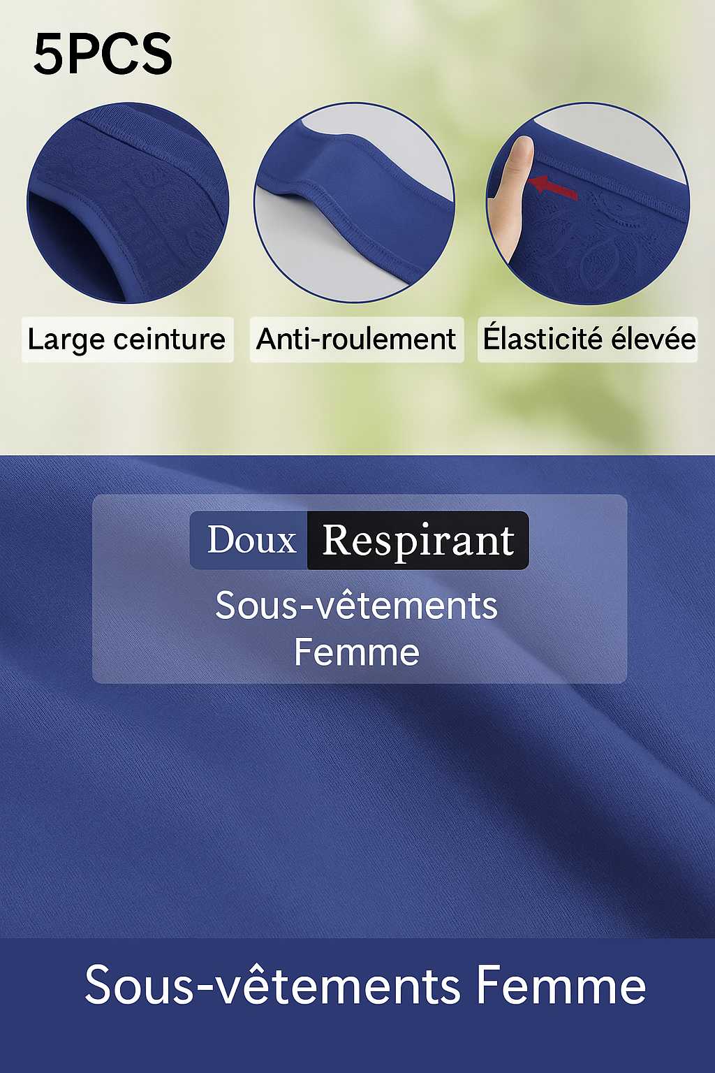 EMILIE | Lot de 5 culottes haute taille gainantes