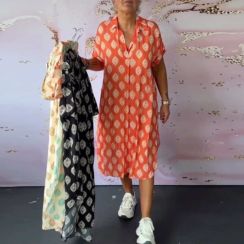 CIANO | Robe d'Été Ample avec Col Revers et Manches Courtes