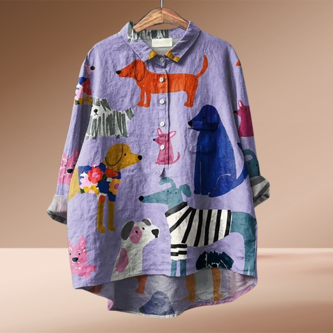 ANNIE | Chemisier exclusif pour femme avec motif de chien