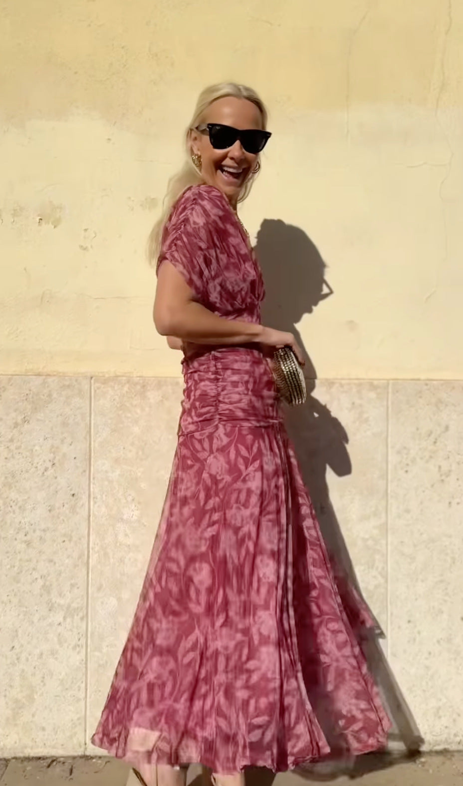 HELENE | Robe imprimée à col V hors épaule pour femmes