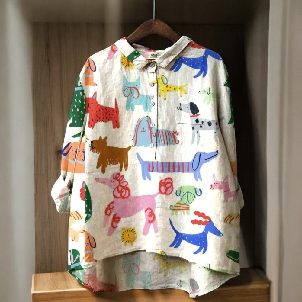ANNIE | Chemisier exclusif pour femme avec motif de chien