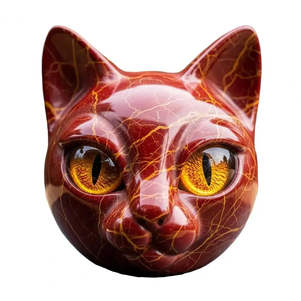 Room Embellishment Finish Home Decor Elegant Black Cat Stone Sculpture with Amber Eyes Hand-carved Luxury Home for Cat for Room