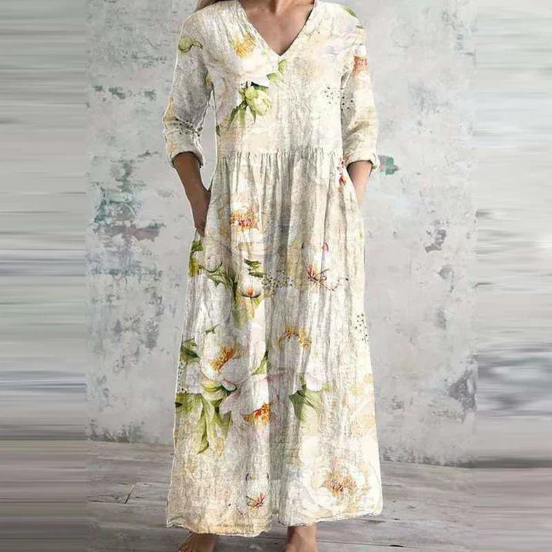 Ais™ | Robe d'été en lin et coton à motif floral