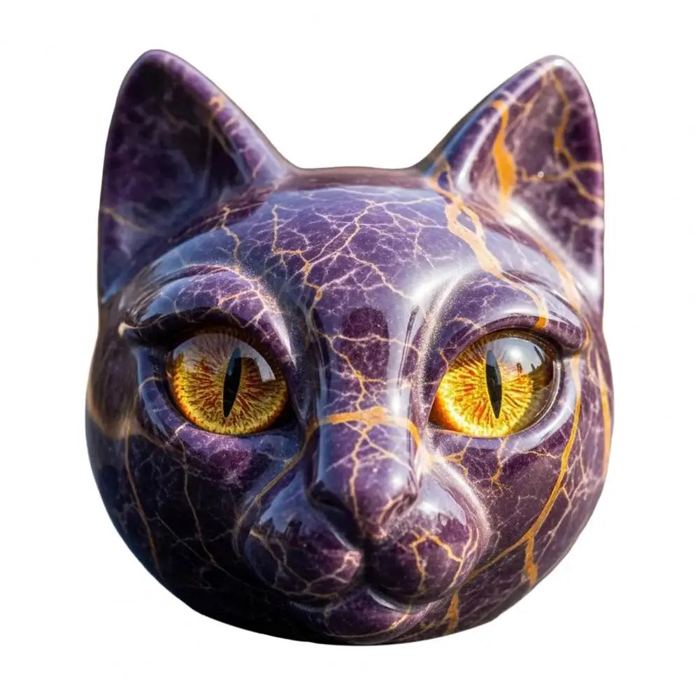 Room Embellishment Finish Home Decor Elegant Black Cat Stone Sculpture with Amber Eyes Hand-carved Luxury Home for Cat for Room