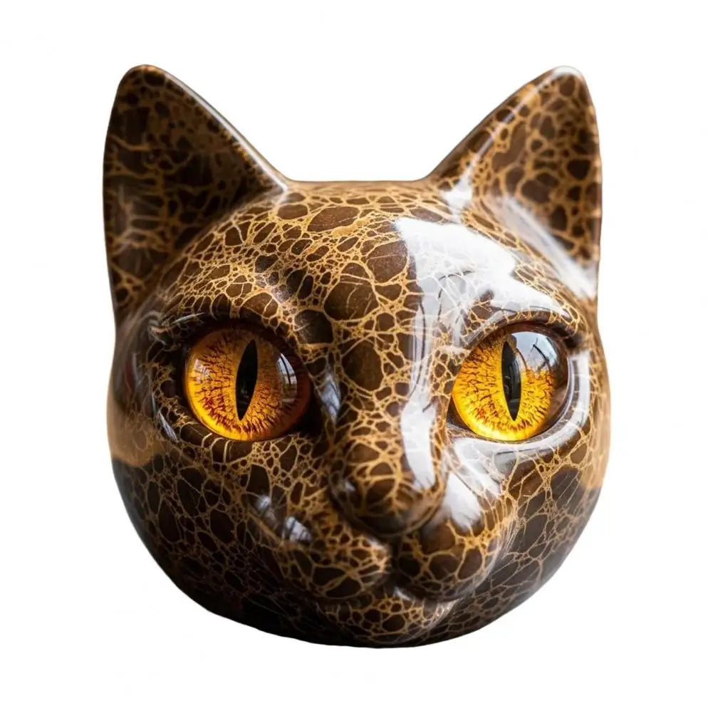 Room Embellishment Finish Home Decor Elegant Black Cat Stone Sculpture with Amber Eyes Hand-carved Luxury Home for Cat for Room