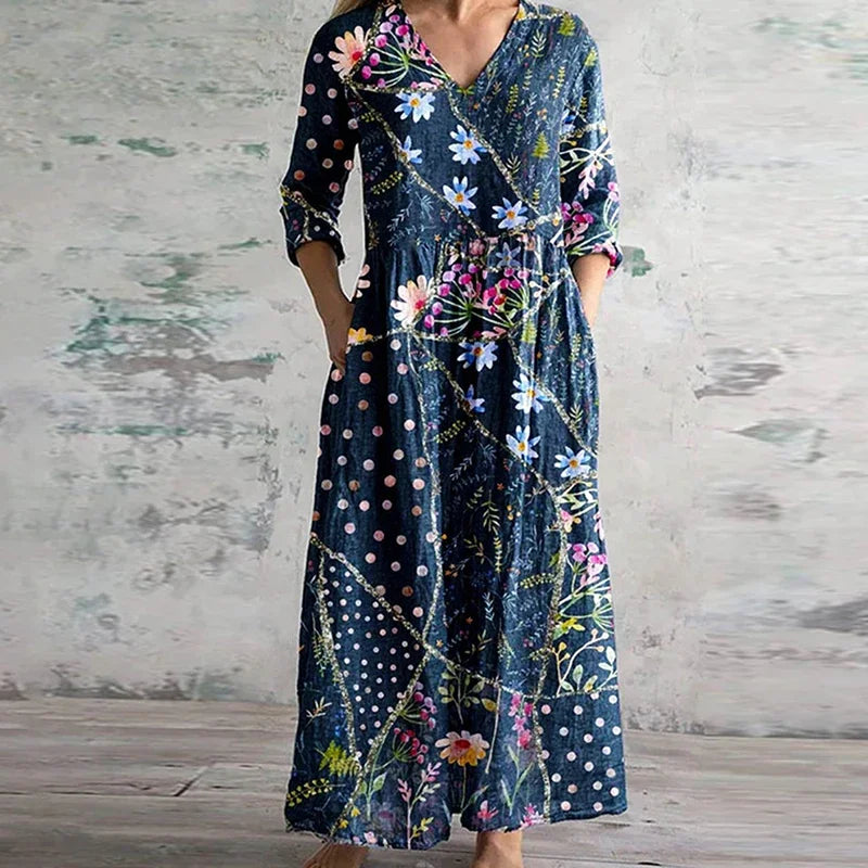 Ais™ | Robe d'été en lin et coton à motif floral