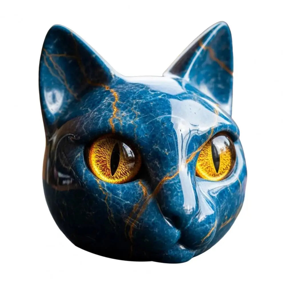 Room Embellishment Finish Home Decor Elegant Black Cat Stone Sculpture with Amber Eyes Hand-carved Luxury Home for Cat for Room