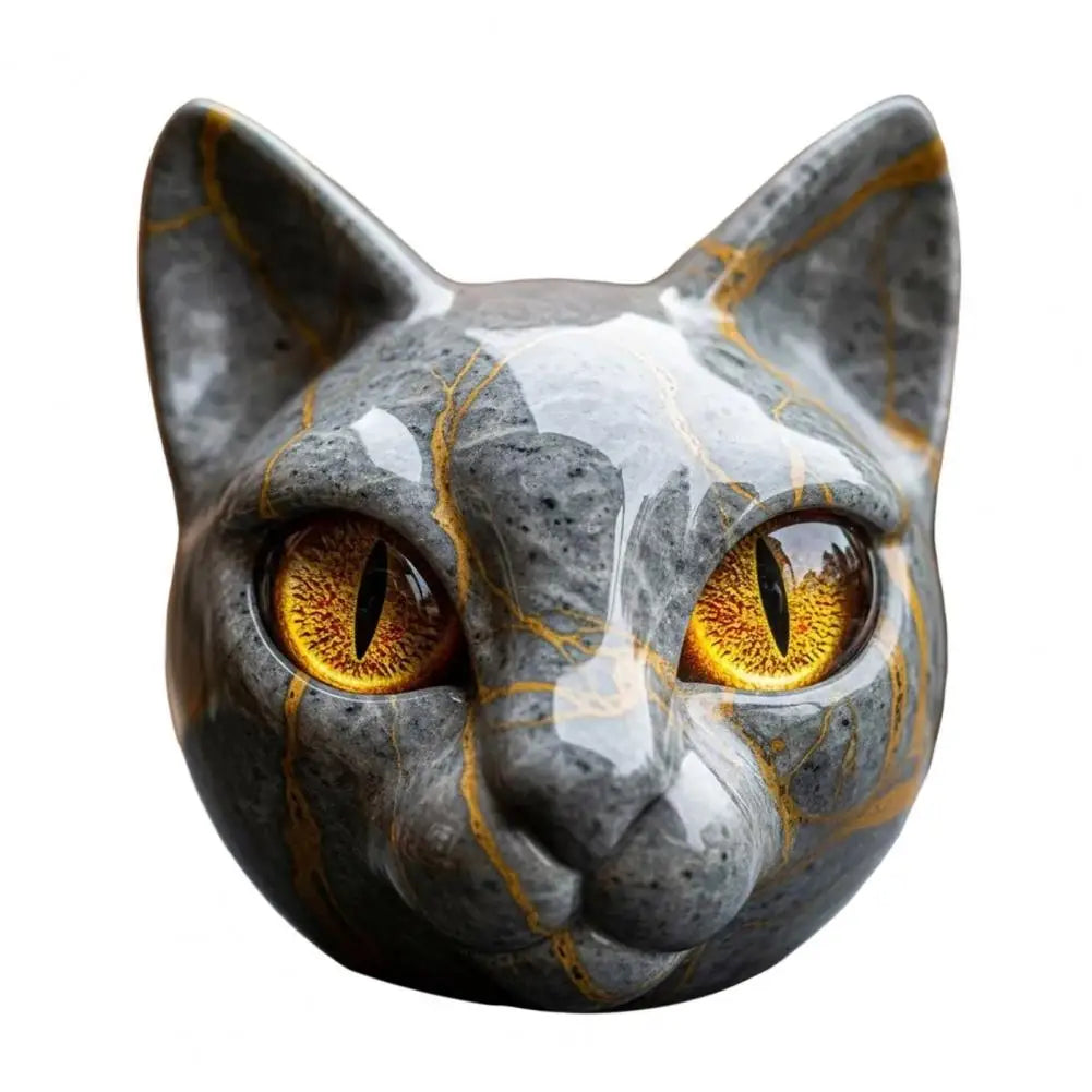 Room Embellishment Finish Home Decor Elegant Black Cat Stone Sculpture with Amber Eyes Hand-carved Luxury Home for Cat for Room