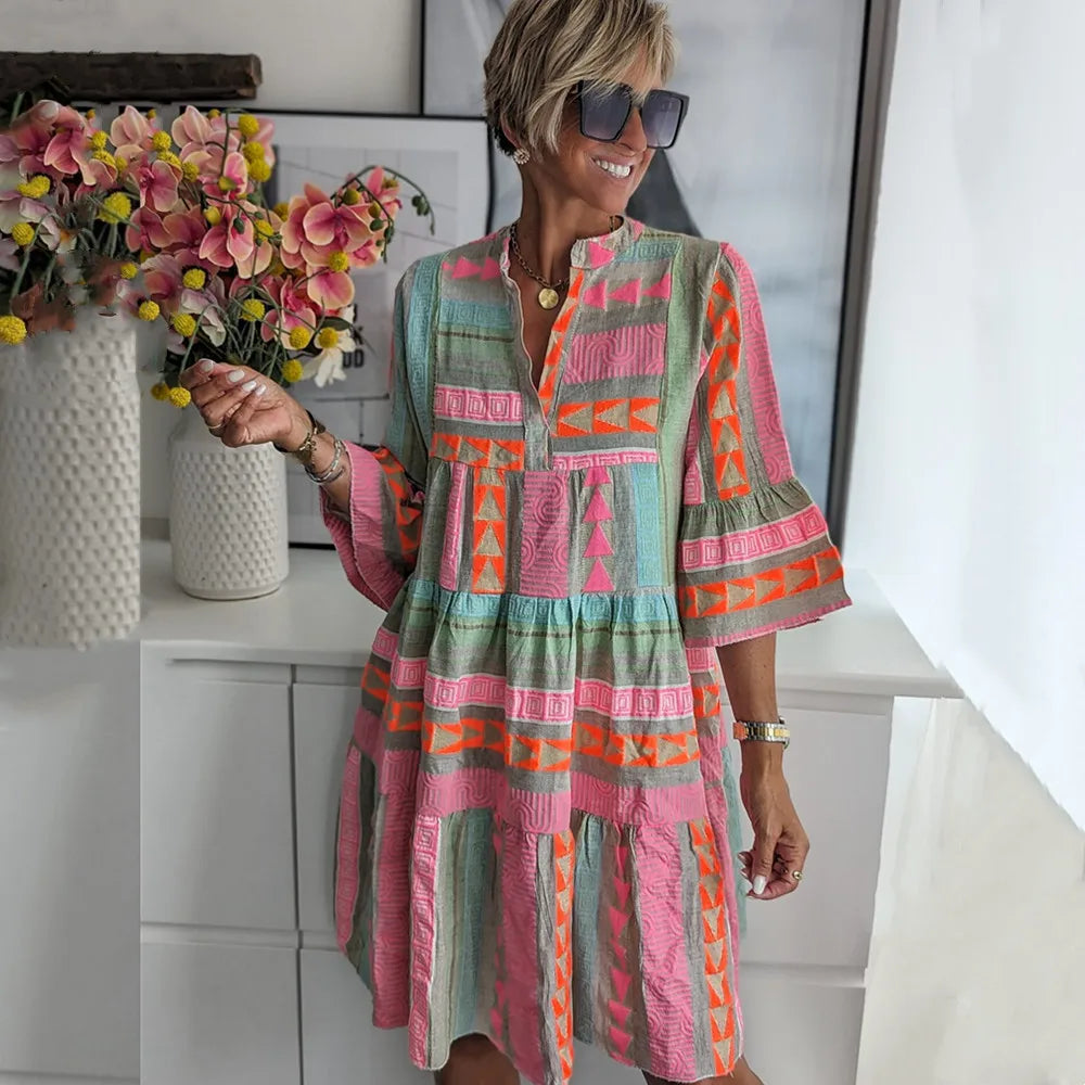Julia™ | Robe Boho à Volants et Coupe Évasée