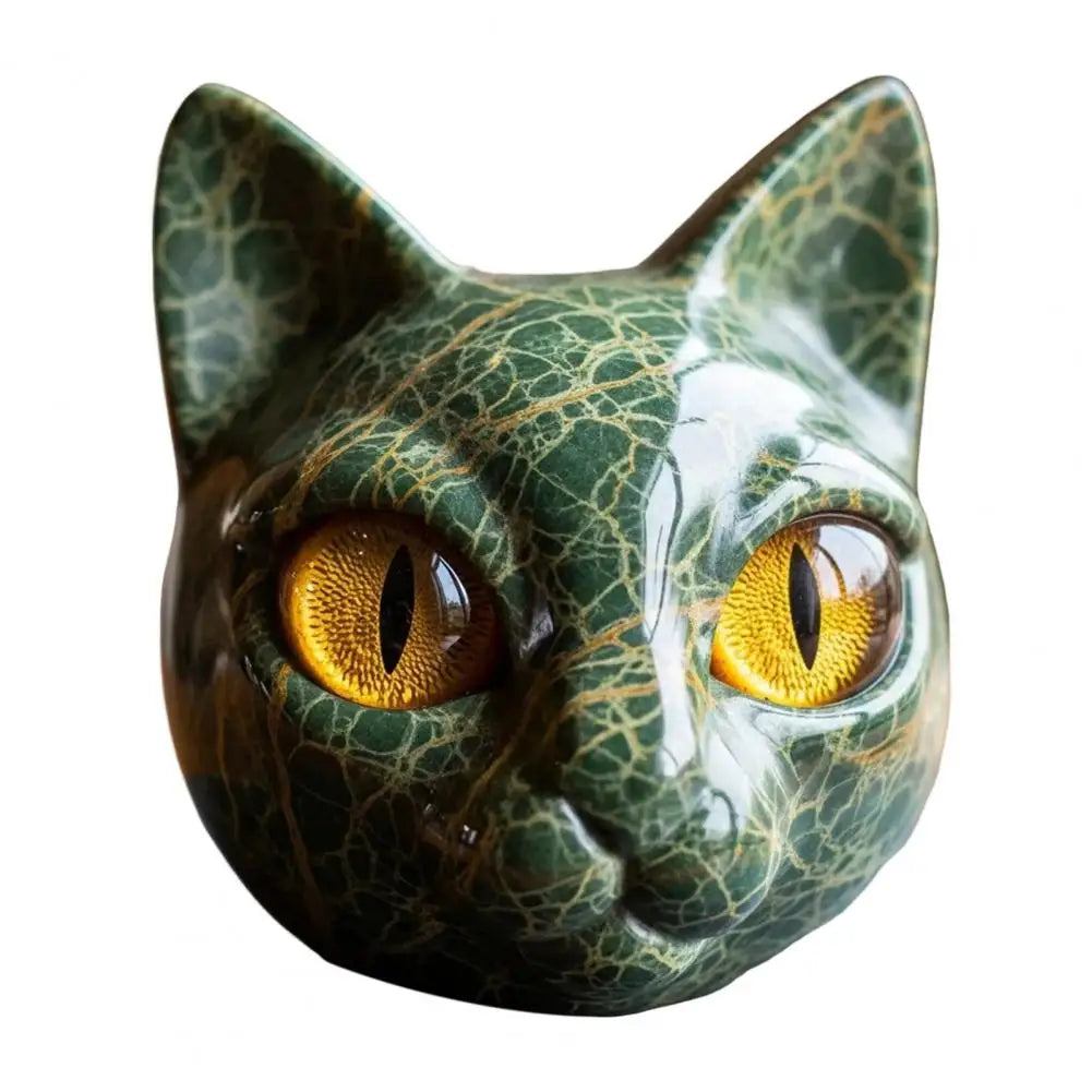 Room Embellishment Finish Home Decor Elegant Black Cat Stone Sculpture with Amber Eyes Hand-carved Luxury Home for Cat for Room