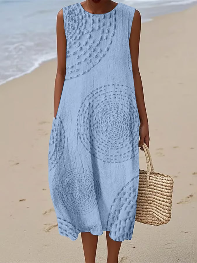 Maelle | Robe Longue Sans Manches à Motif Texturé